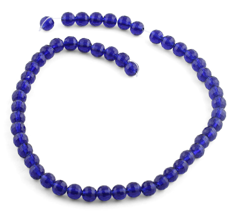 8mm Blue Faceted Round Crystal Beads
