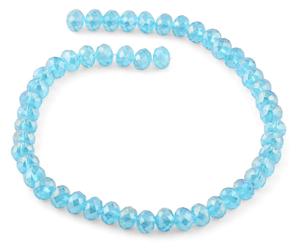 8mm Blue Rondelle Faceted Crystal Beads