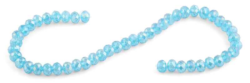 8mm Blue Rondelle Faceted Crystal Beads