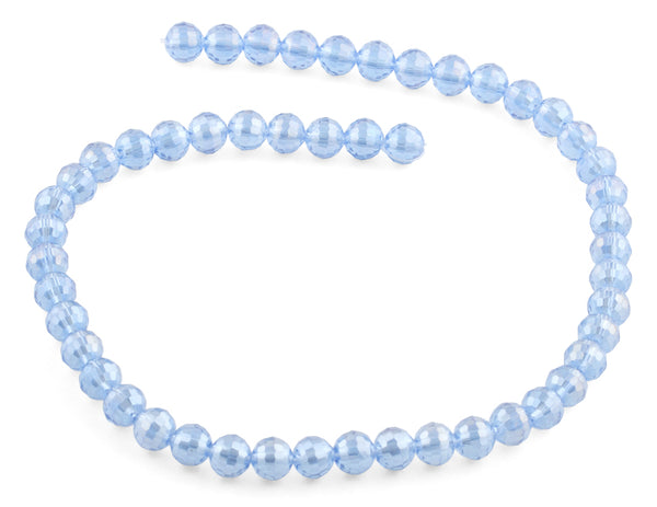 8mm Blue Round Faceted Crystal Beads