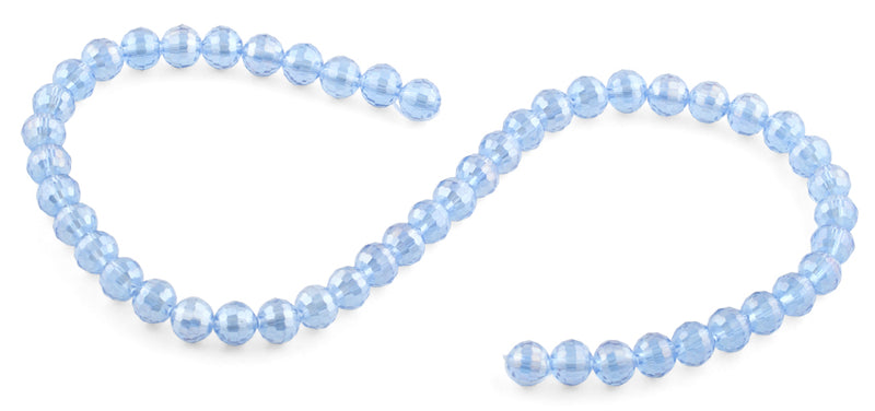 8mm Blue Round Faceted Crystal Beads