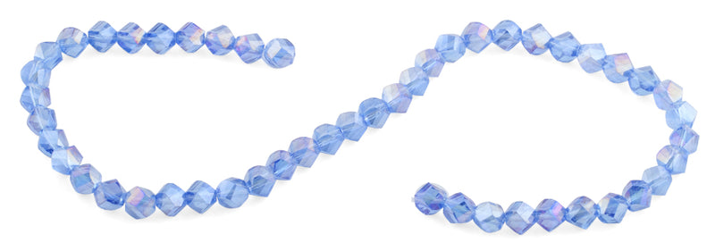 8mm Blue Twist Faceted Crystal Beads