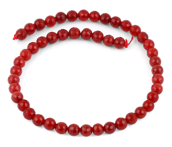 8mm Carnelian Faceted Gem Stone Beads