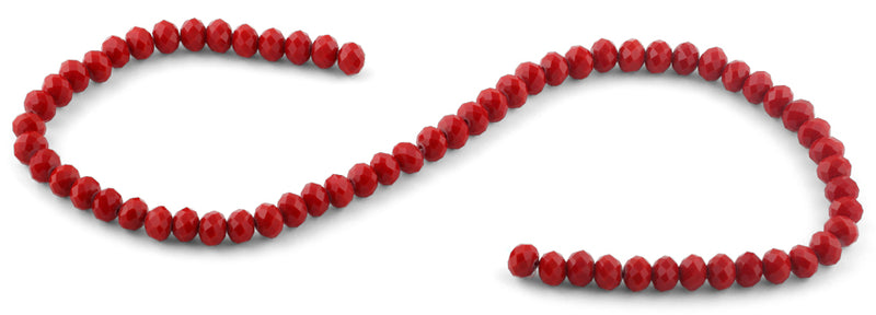 8mm Dark Red Faceted Rondelle Glass Beads
