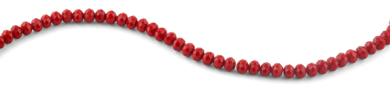 8mm Dark Red Faceted Rondelle Glass Beads