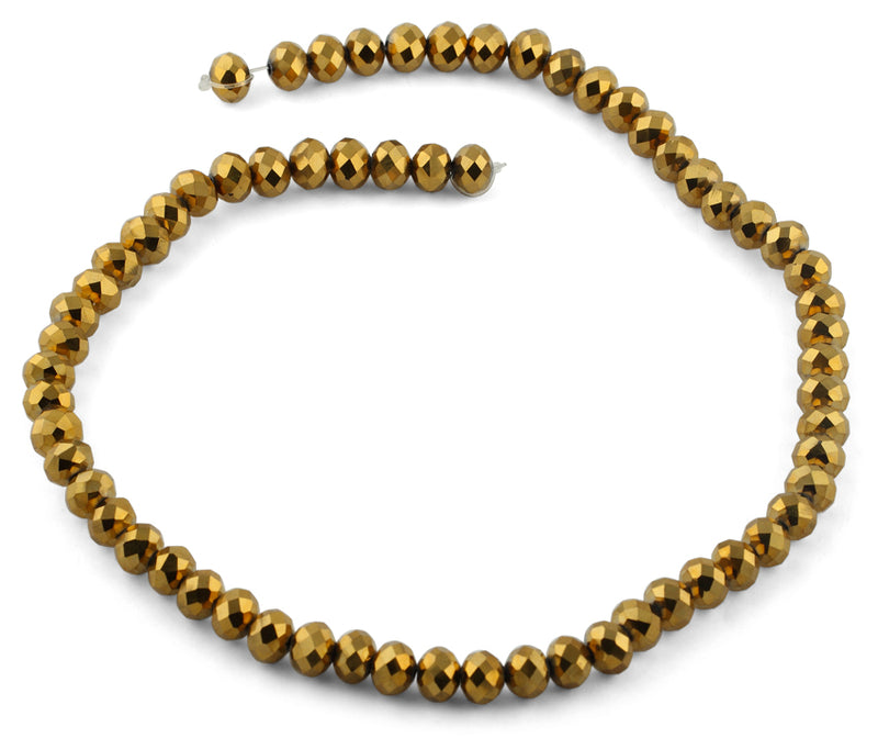 8mm Gold Faceted Rondelle Crystal Beads