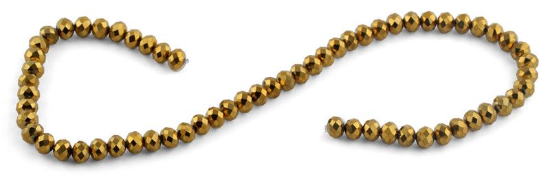 8mm Gold Faceted Rondelle Crystal Beads