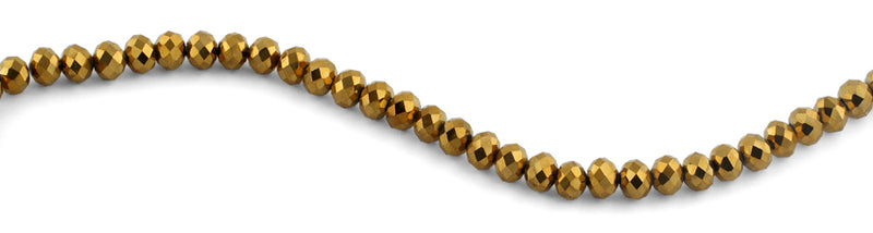 8mm Gold Faceted Rondelle Crystal Beads