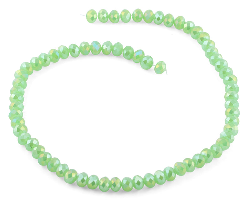 8mm Green Faceted Rondelle Crystal Beads