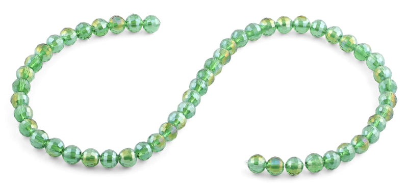 8mm Green Faceted Round Crystal Beads