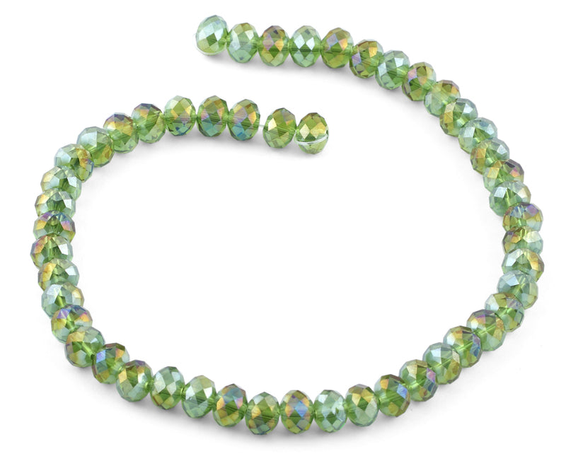 8mm Green Rondelle Faceted Crystal Beads