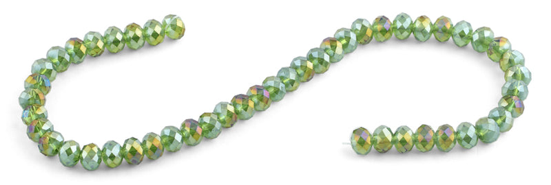 8mm Green Rondelle Faceted Crystal Beads