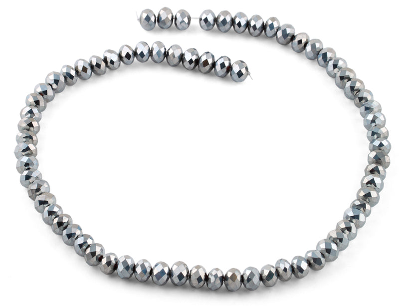 8mm Grey Faceted Rondelle Crystal Beads