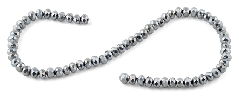 8mm Grey Faceted Rondelle Crystal Beads