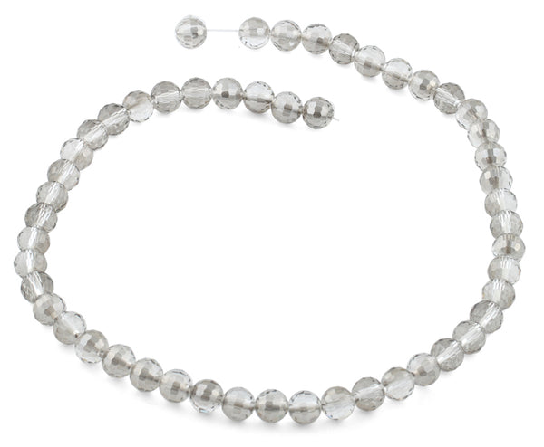 8mm Grey Round Faceted Crystal Beads