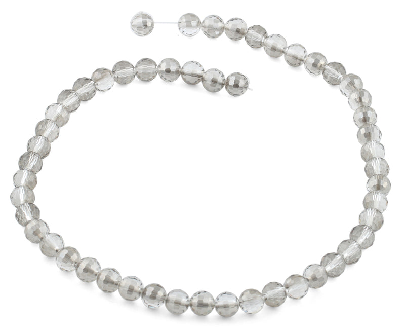 8mm Grey Round Faceted Crystal Beads