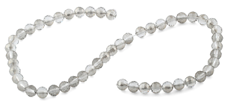 8mm Grey Round Faceted Crystal Beads