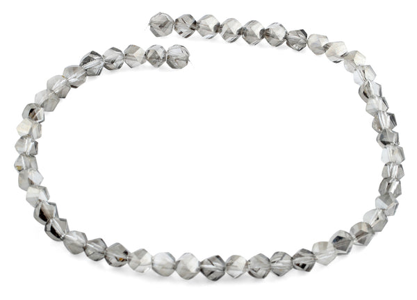 8mm Grey Twist Faceted Crystal Beads