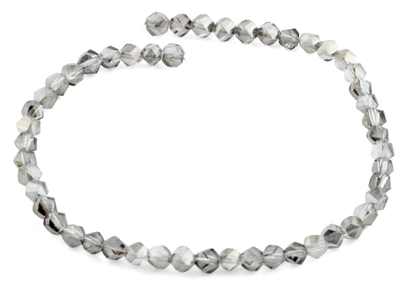 8mm Grey Twist Faceted Crystal Beads