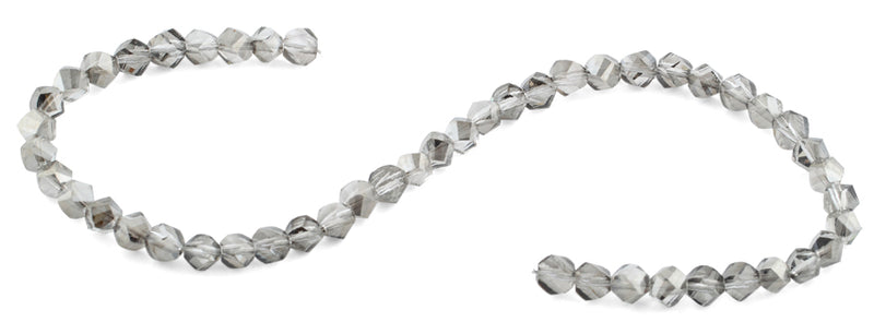 8mm Grey Twist Faceted Crystal Beads