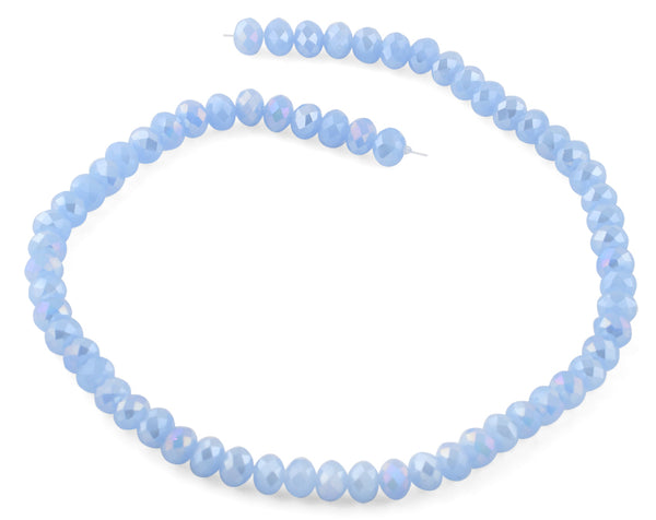 8mm Light Blue Faceted Rondelle Crystal Beads