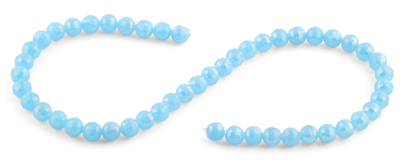 8mm Light Blue Faceted Round Crystal Beads