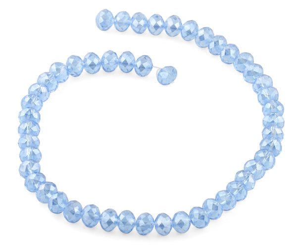 8mm Light Blue Rondelle Faceted Crystal Beads