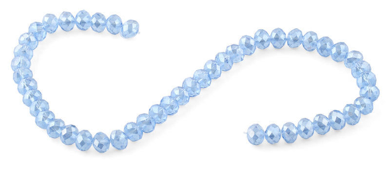 8mm Light Blue Rondelle Faceted Crystal Beads