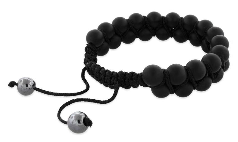 8MM Matte Black Bead 2 Layer Shamballa Bracelet