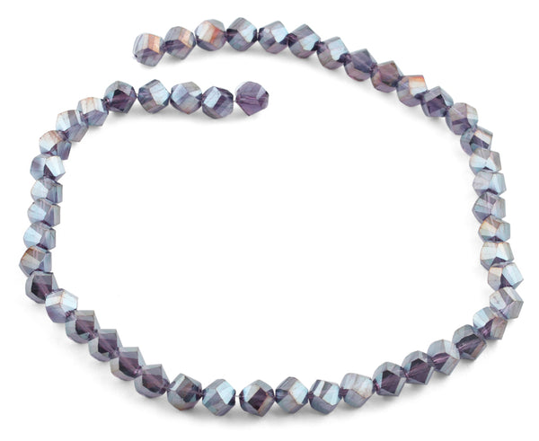 8mm Metal Blue Twist Faceted Crystal Beads