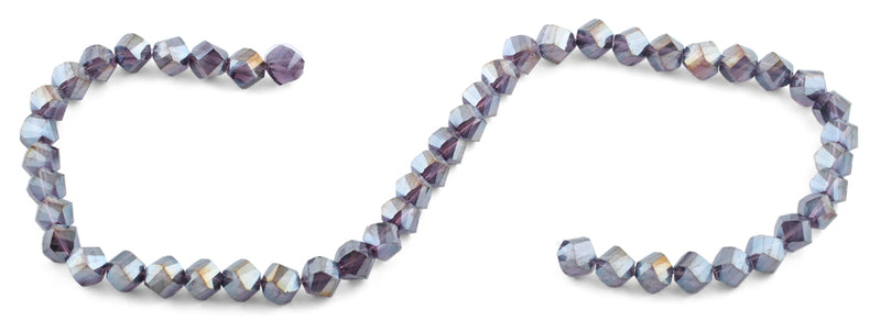 8mm Metal Blue Twist Faceted Crystal Beads