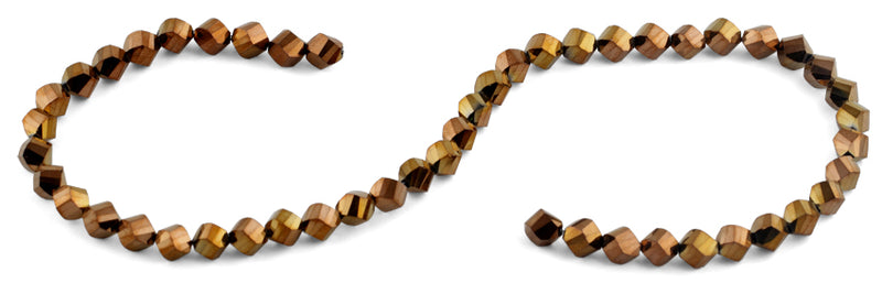 8mm Metal Gold Twist Faceted Crystal Beads