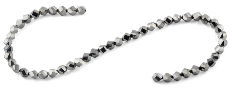 8mm Metal Grey Twist Faceted Crystal Beads