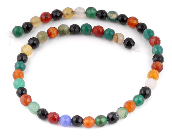 8mm Multi-Color Agate Faceted Gem Stone Beads