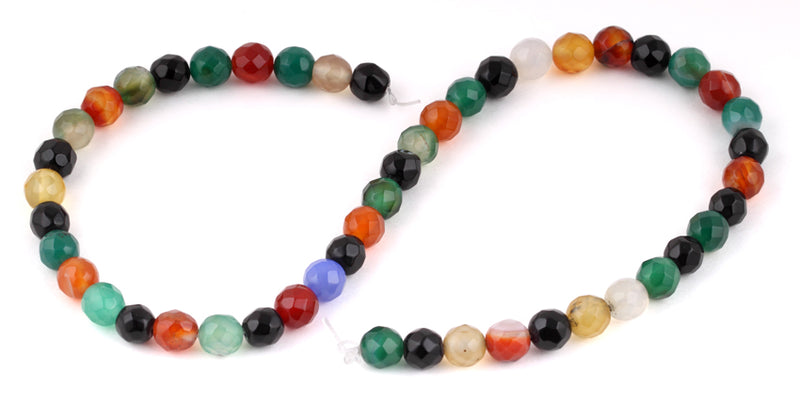 8mm Multi-Color Agate Faceted Gem Stone Beads