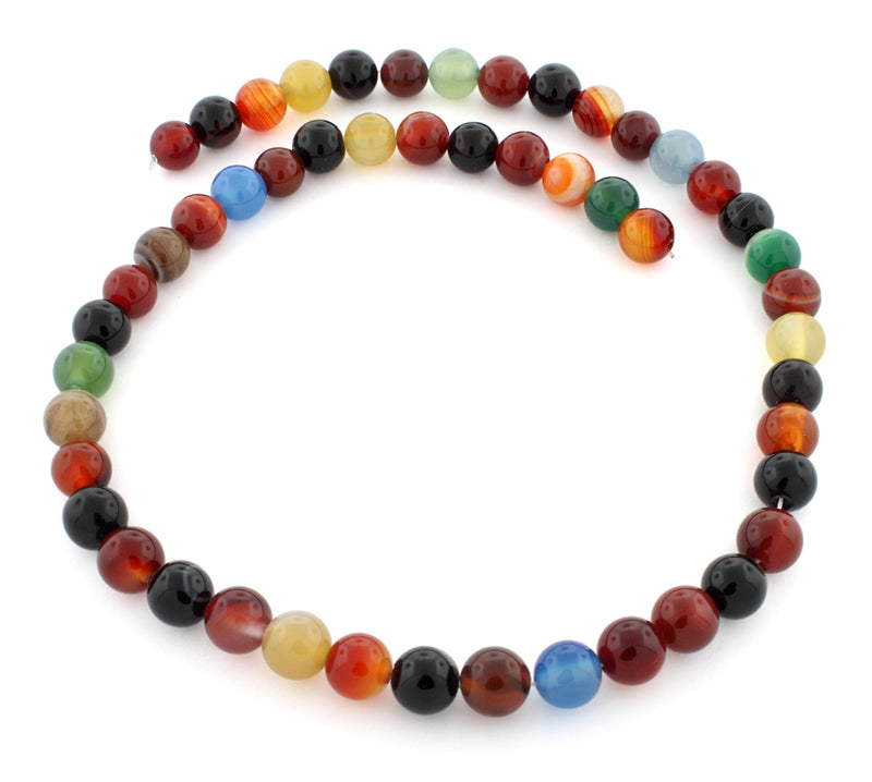 8mm Multi Color Agate Gem Stone Beads