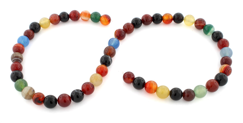 8mm Multi Color Agate Gem Stone Beads