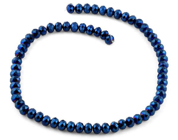 8mm Navy Blue Faceted Rondelle Crystal Beads