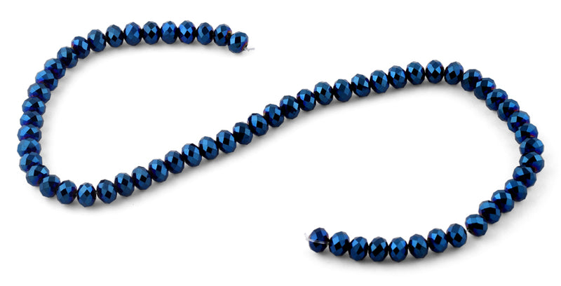 8mm Navy Blue Faceted Rondelle Crystal Beads