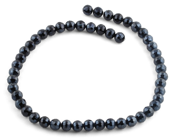 8mm Navy Blue Round Faceted Crystal Beads