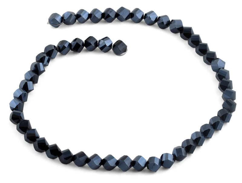 8mm Navy Blue Twist Faceted Crystal Beads