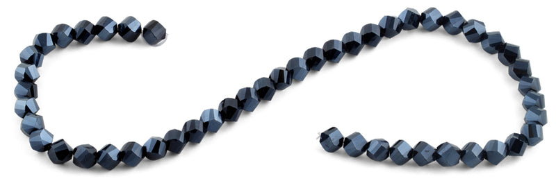 8mm Navy Blue Twist Faceted Crystal Beads