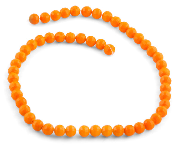 8mm Orange Faceted Round Crystal Beads