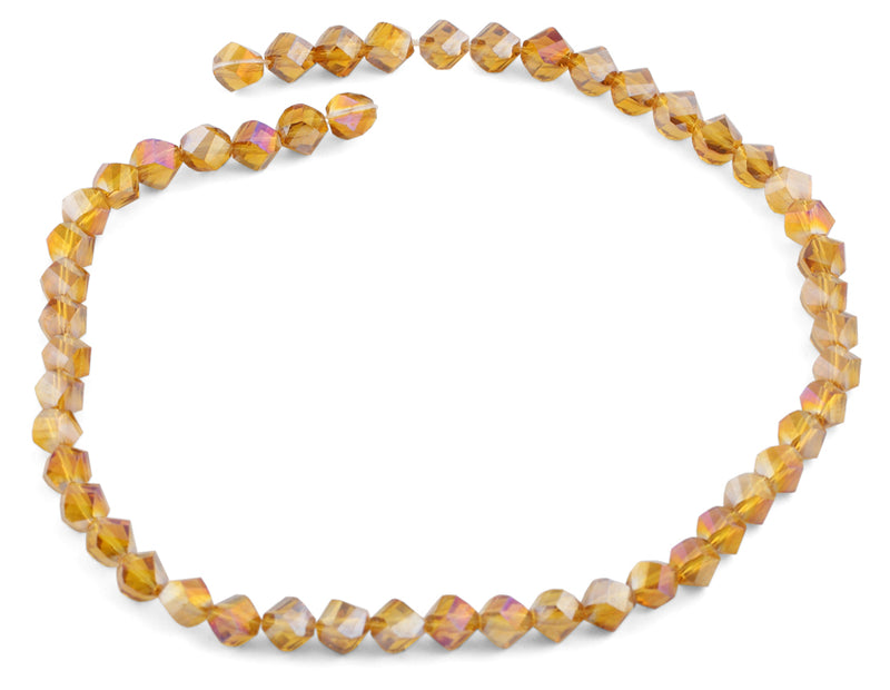 8mm Orange Twist Faceted Crystal Beads