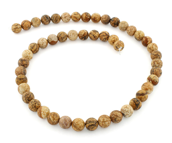 8mm Picture Jasper Gem Stone Beads