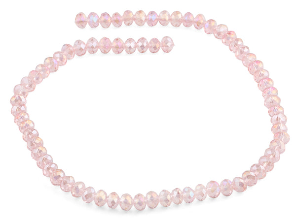 8mm Pink Faceted Rondelle Crystal Beads