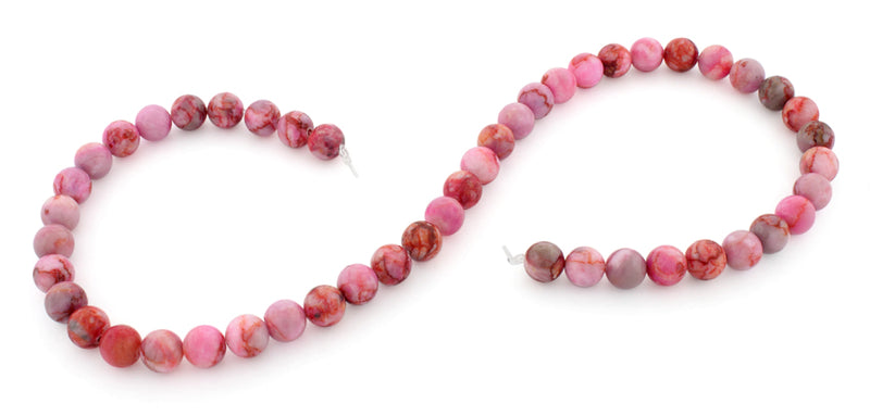 8mm Plain Round Pink Matrix Gem Stone Beads