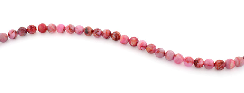8mm Plain Round Pink Matrix Gem Stone Beads