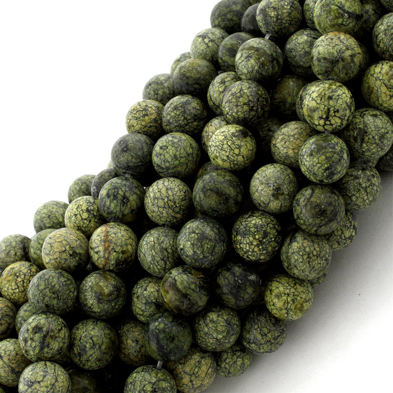 8mm Plain Round Russian Serpentine Gem Stone Beads