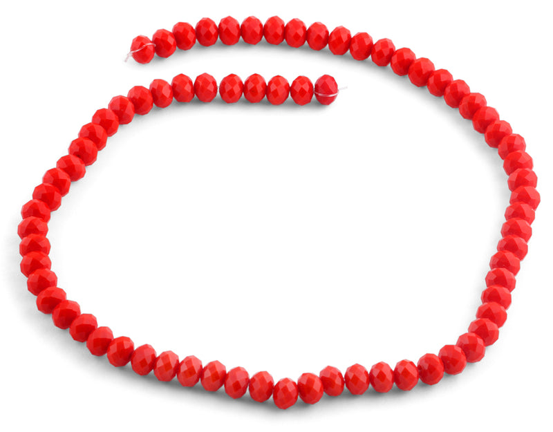 8mm Red Faceted Rondelle Crystal Beads